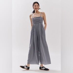 Anthropologie Hutch The Mabel Gingham Sleeveless Wide-Leg Jumpsuit XS Blue White